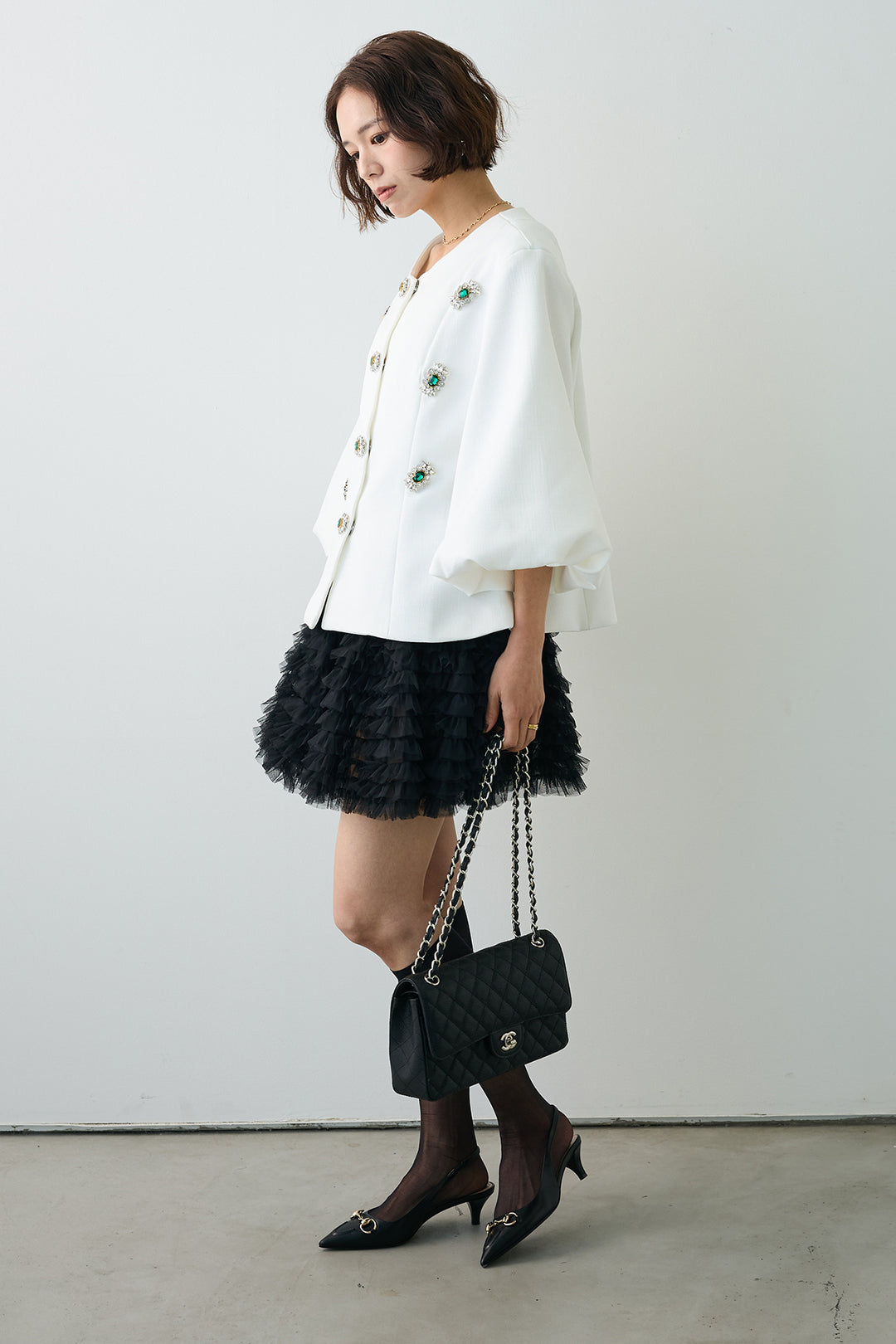 [予約/SET]クラシカルビジュー美ラインジャケット+ホイップチュールミニ丈スカート(2set)