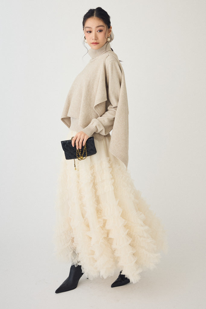 [予約]アシメケープ2wayニット