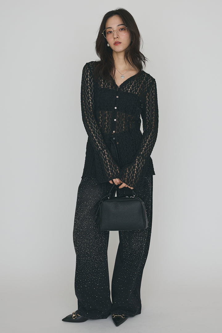 [予約]カットレースフラワーVネックカーデ