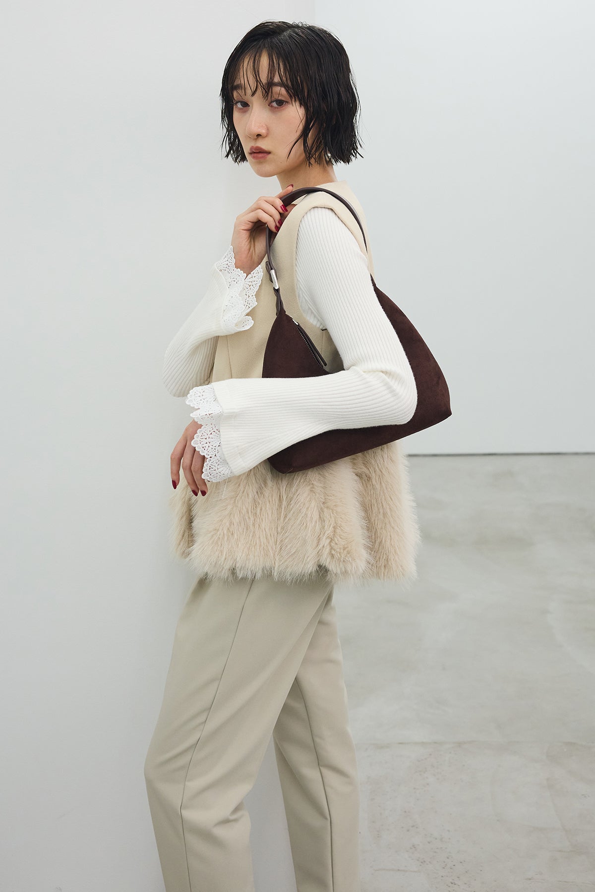 予約]フェイクファードッキングZIPベスト – Frene