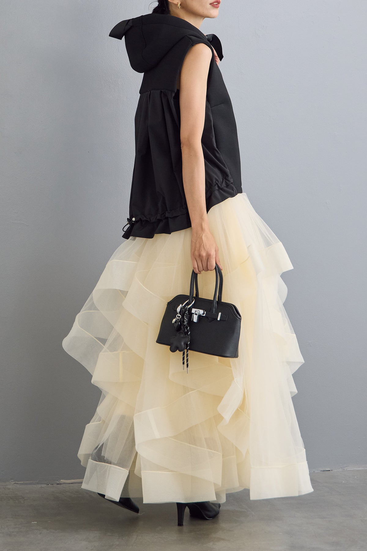 Frene ランダムフリルティアードボリュームスカート 予約]ランダムフリルティアードボリュームスカート – Frene