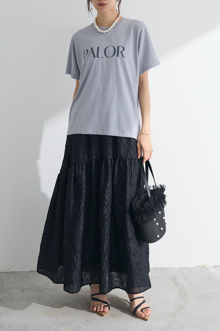 [予約/SET]PALOR Tシャツ+シアージャガードギャザーフレアスカート(2set)