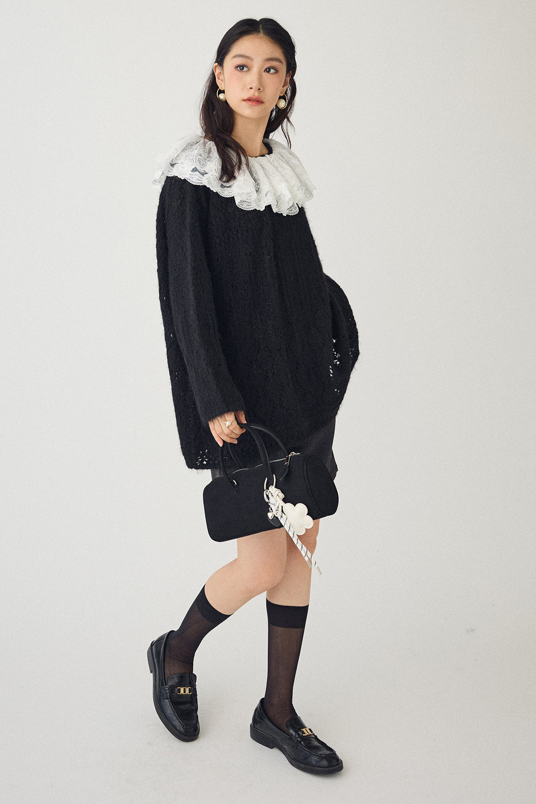 [予約/SET]ダブルレースカラードッキングニット+ウールタッチセンタープレスハーフパンツ(2set)