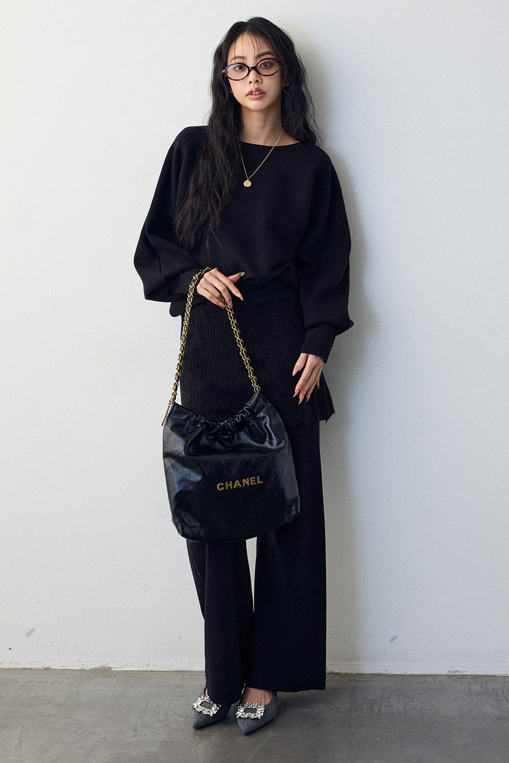 [予約]スカートレイヤードニットセットアップ