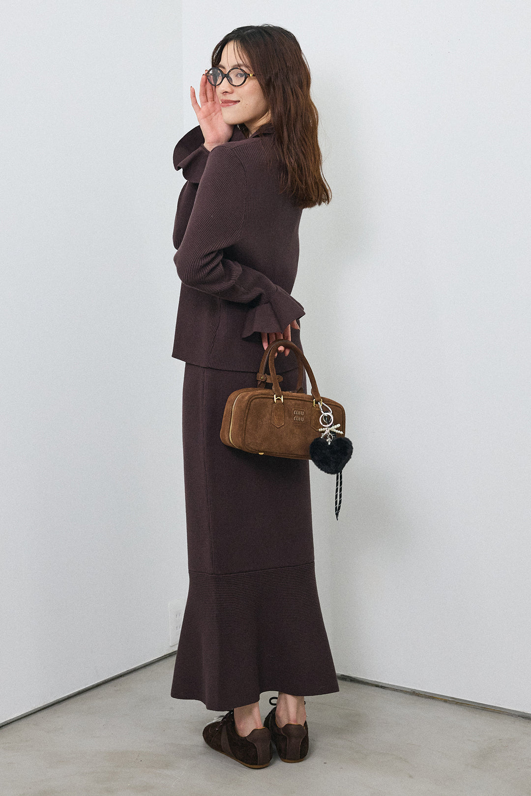 [予約]フロントラッフルデザインニットセットアップ