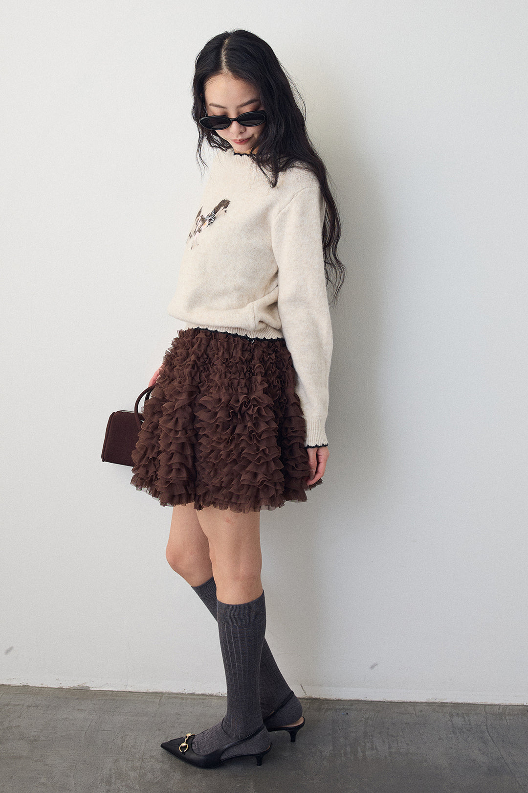 [予約/SET]ドッグジャガードニット+ホイップチュールミニ丈スカート(2set)