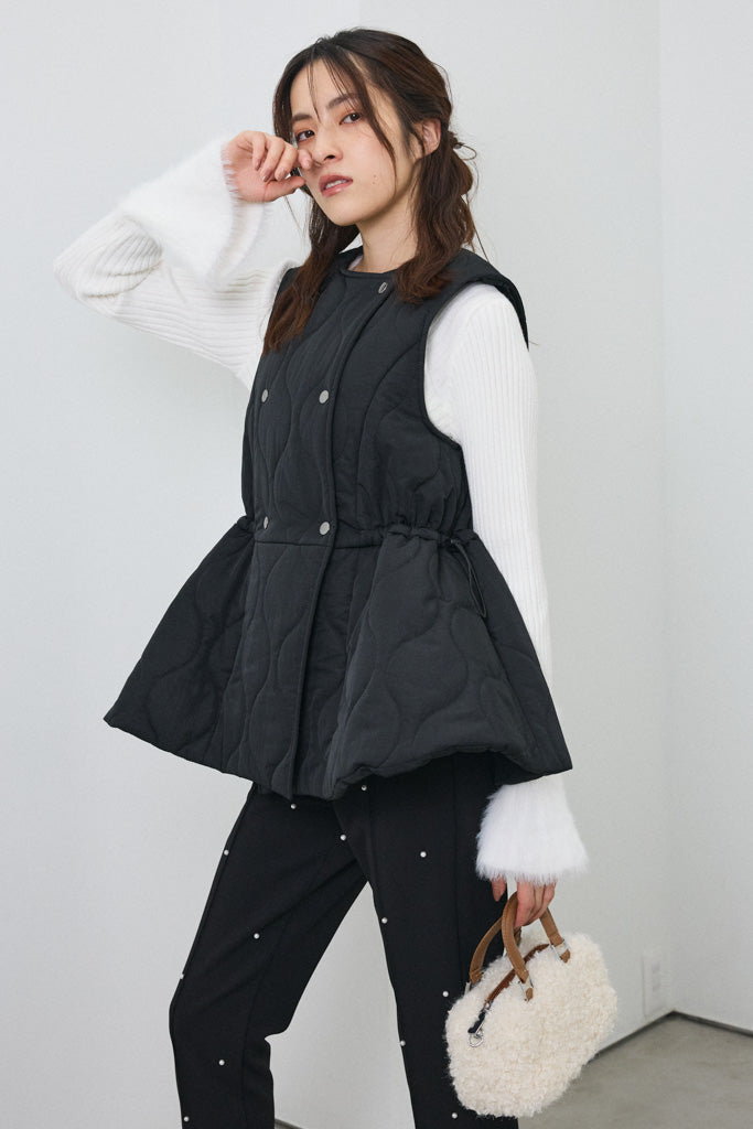 [予約]フェザー切替スリーブフレアニット