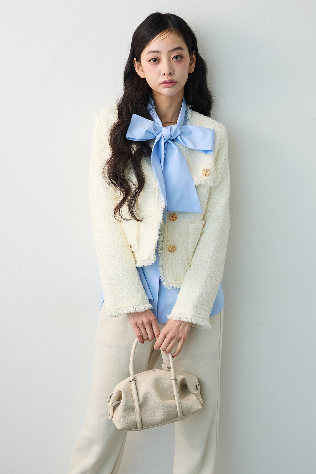 [予約]フリンジツイードゴールドボタンジャケット