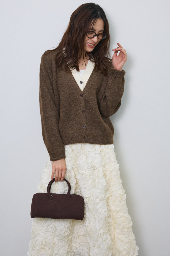 [予約]配色レイヤードニットカーデ