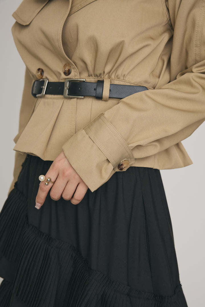 [予約]タックヘムショートトレンチコート
