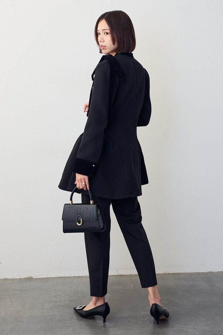 [予約/SET]クラシカルウエストシェイプフレアコート+タックテーパードパンツ(2set)