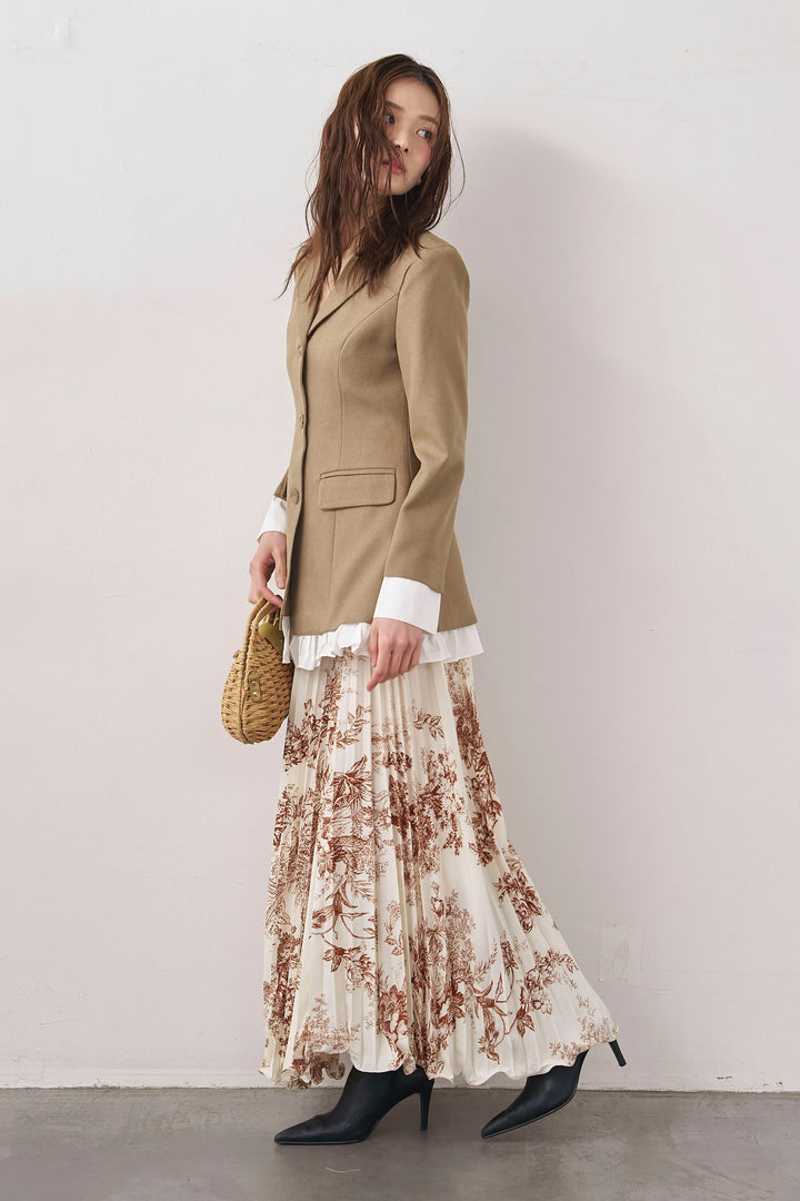 [予約]モノトーントワル柄プリーツスカート