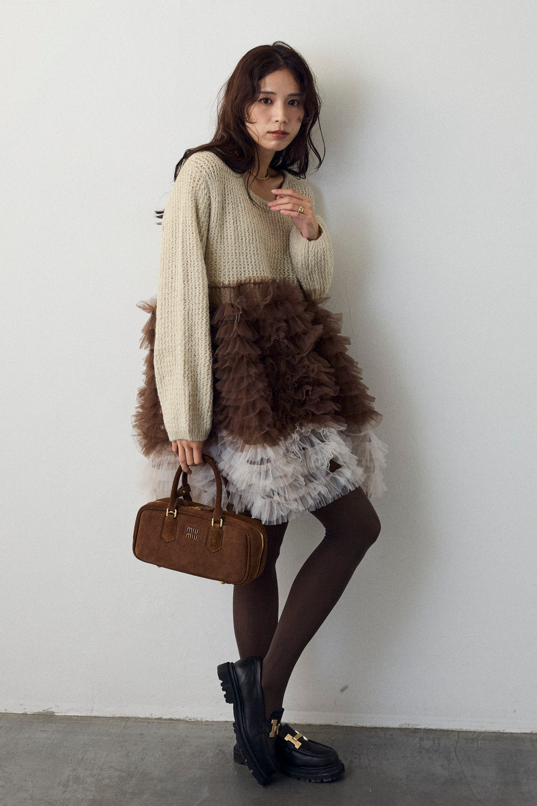 [予約]ホイップチュールドッキングニットワンピ