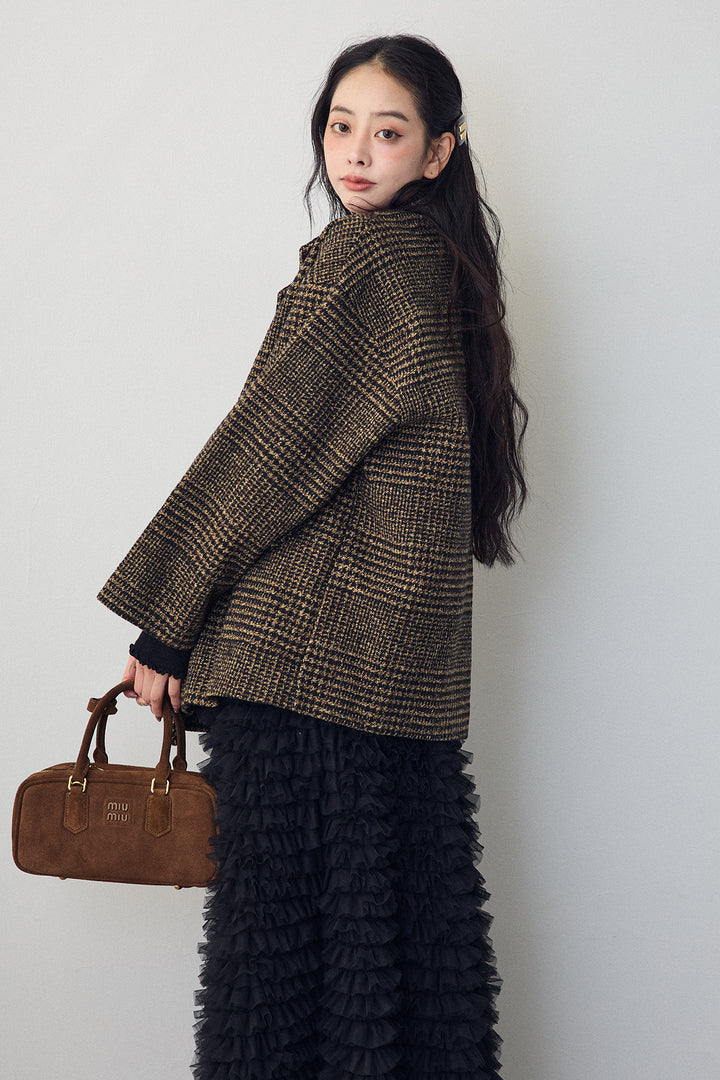 [予約]チェック柄ボクシーコート