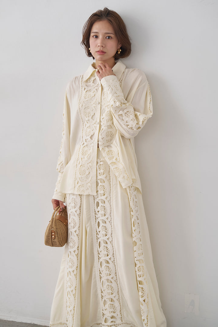 [予約]ヴィンテージライクレースシャツセットアップ