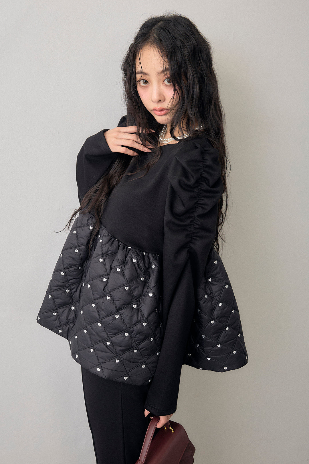 [予約]ハートキルティングドッキングぺプラムチュニック