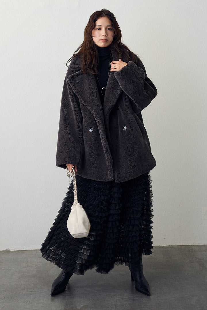 [予約/SET]テディボアミディ丈コート+ホイップチュールティアードスカート(2set)