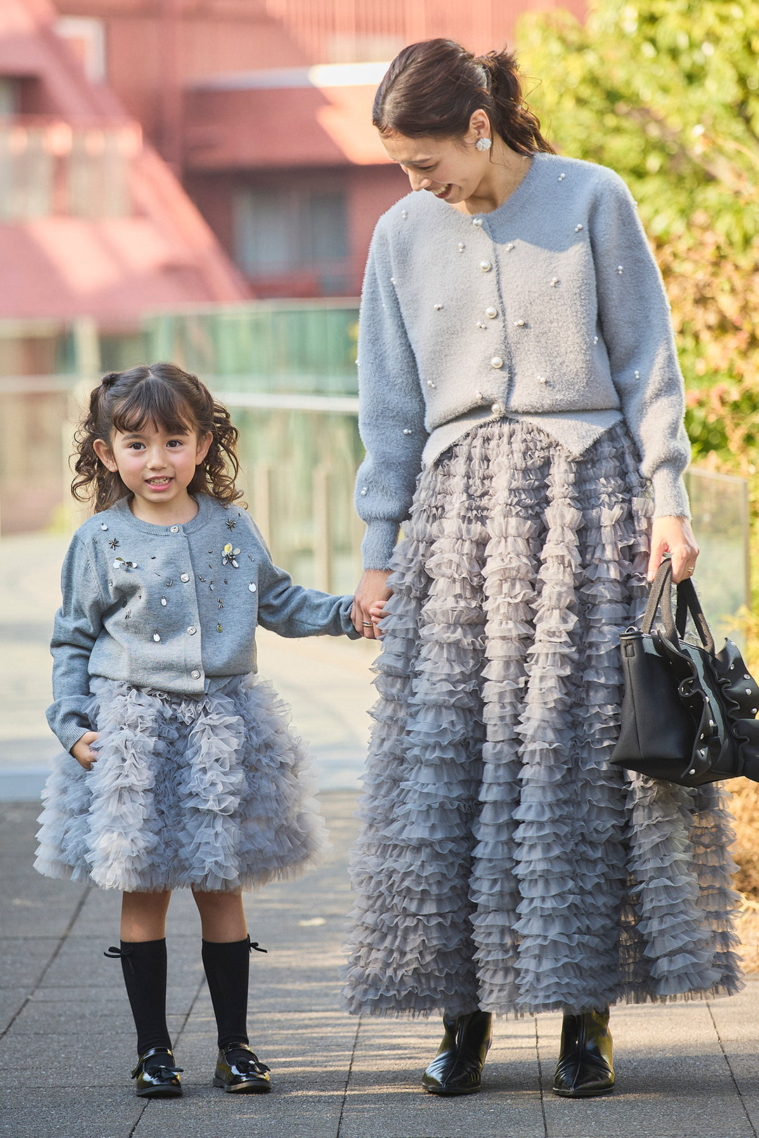 [予約]刺繍ビースニットカーデ＋ホイップチュールスカートセット