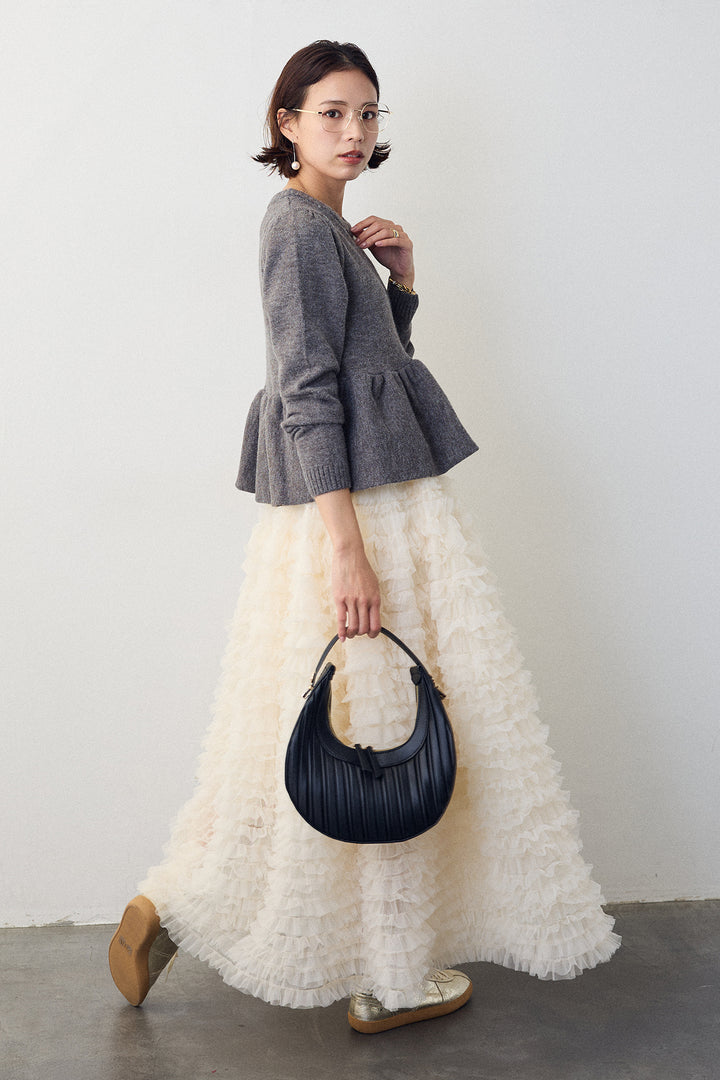 [予約/SET]アルパカタッチバルーンヘムニットプルオーバー+ホイップチュールティアードスカート(2set)