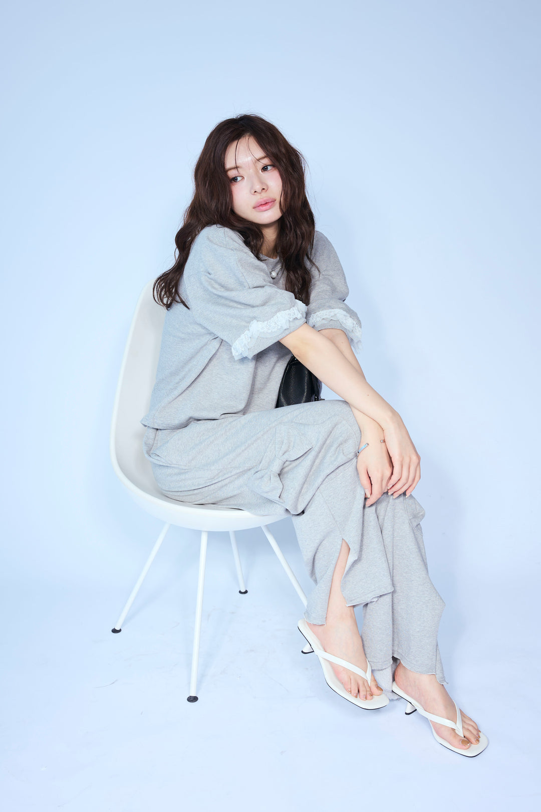 [予約/SET]ライトスウェットレースコンビパフPO+ライトスウェットサイドリボンパンツ(2set)