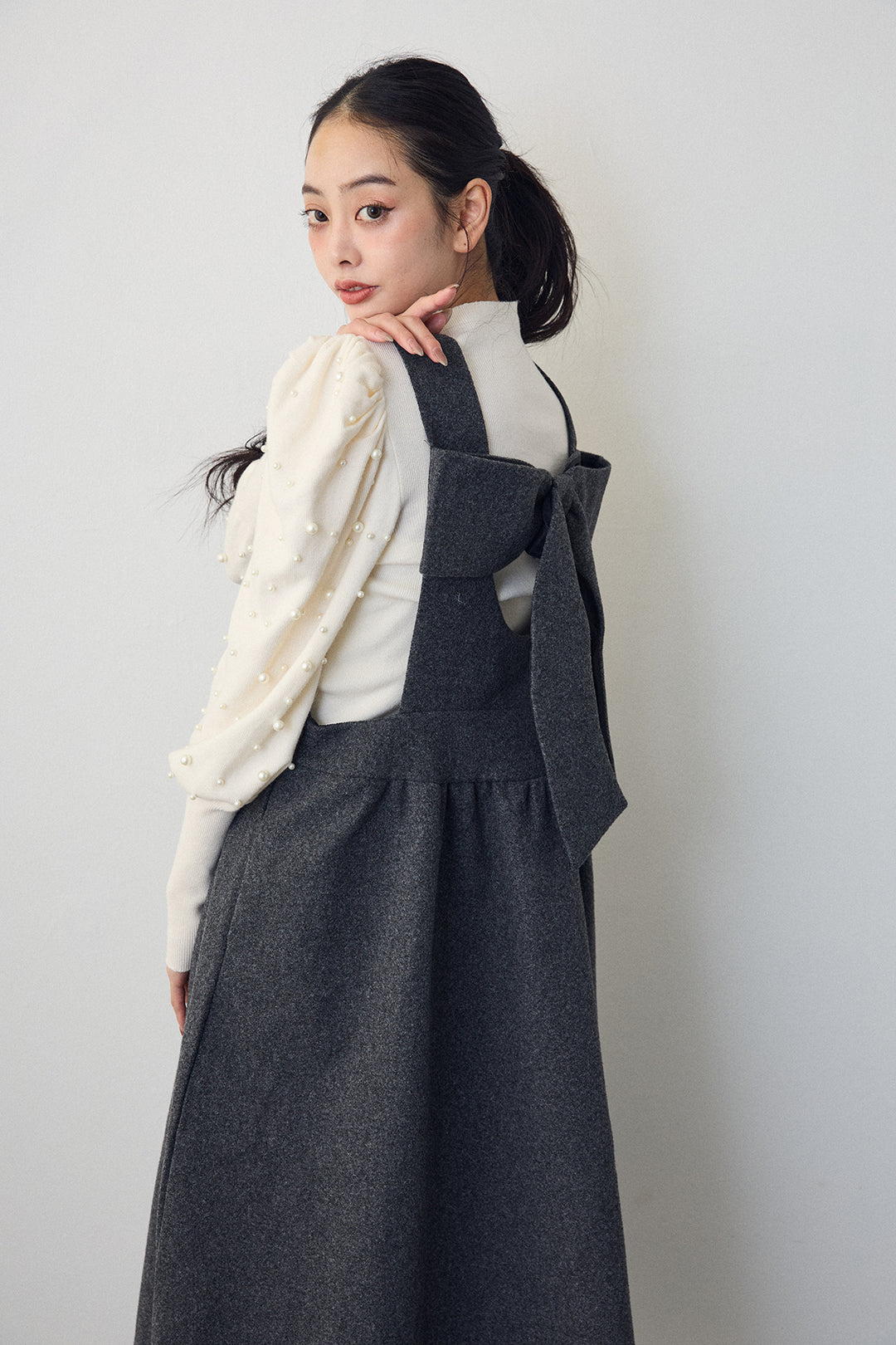 [予約]バックリボンボックスシルエットジャンスカ