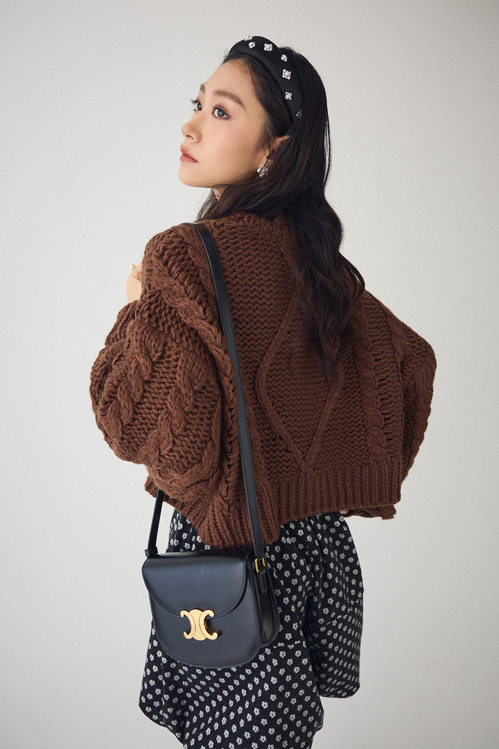 [予約/SET]ローピングケーブルショートニット+ミニフラワーバルーンショートパンツ(2set)