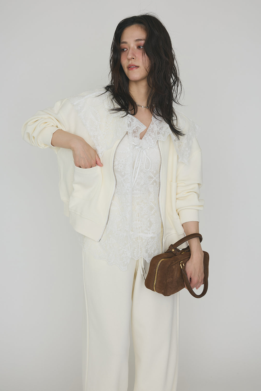 [予約]総レースカラーベストセットスウェットパンツセットアップ