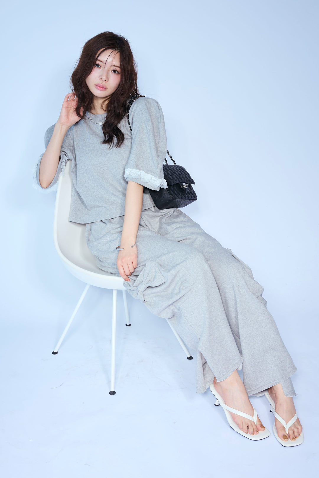 [予約/SET]ライトスウェットレースコンビパフPO+ライトスウェットサイドリボンパンツ(2set)