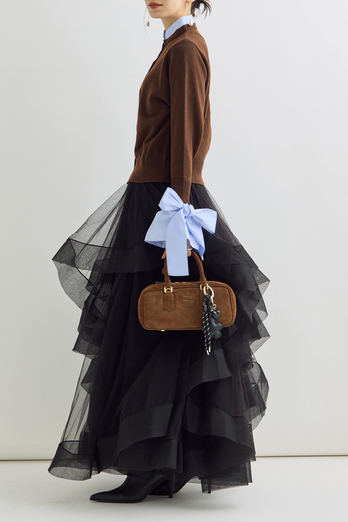 予約/SET]BIGリボンカフスデザインニットドッキングカーデ+ランダム