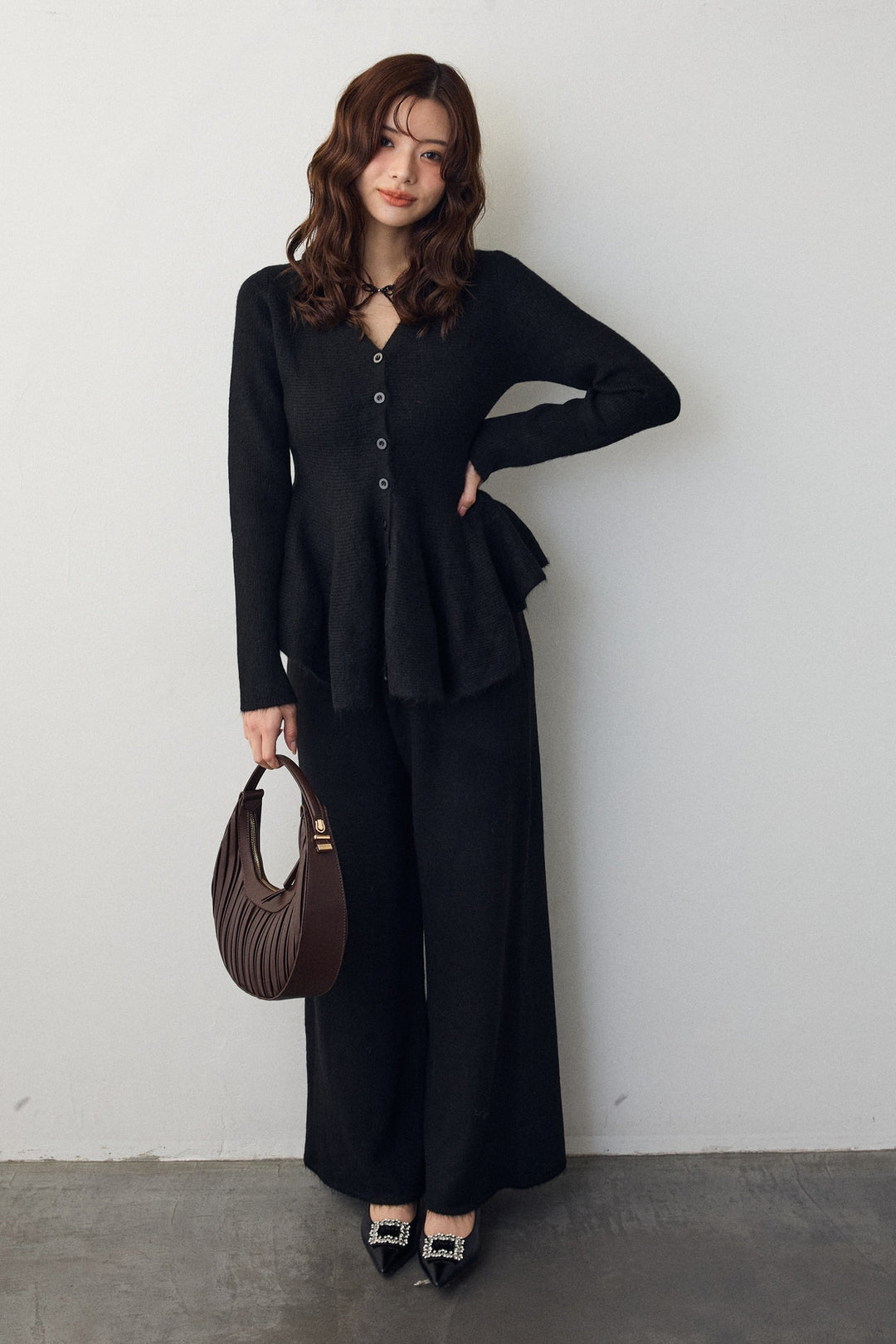 [予約]美ラインペプラムニットセットアップ