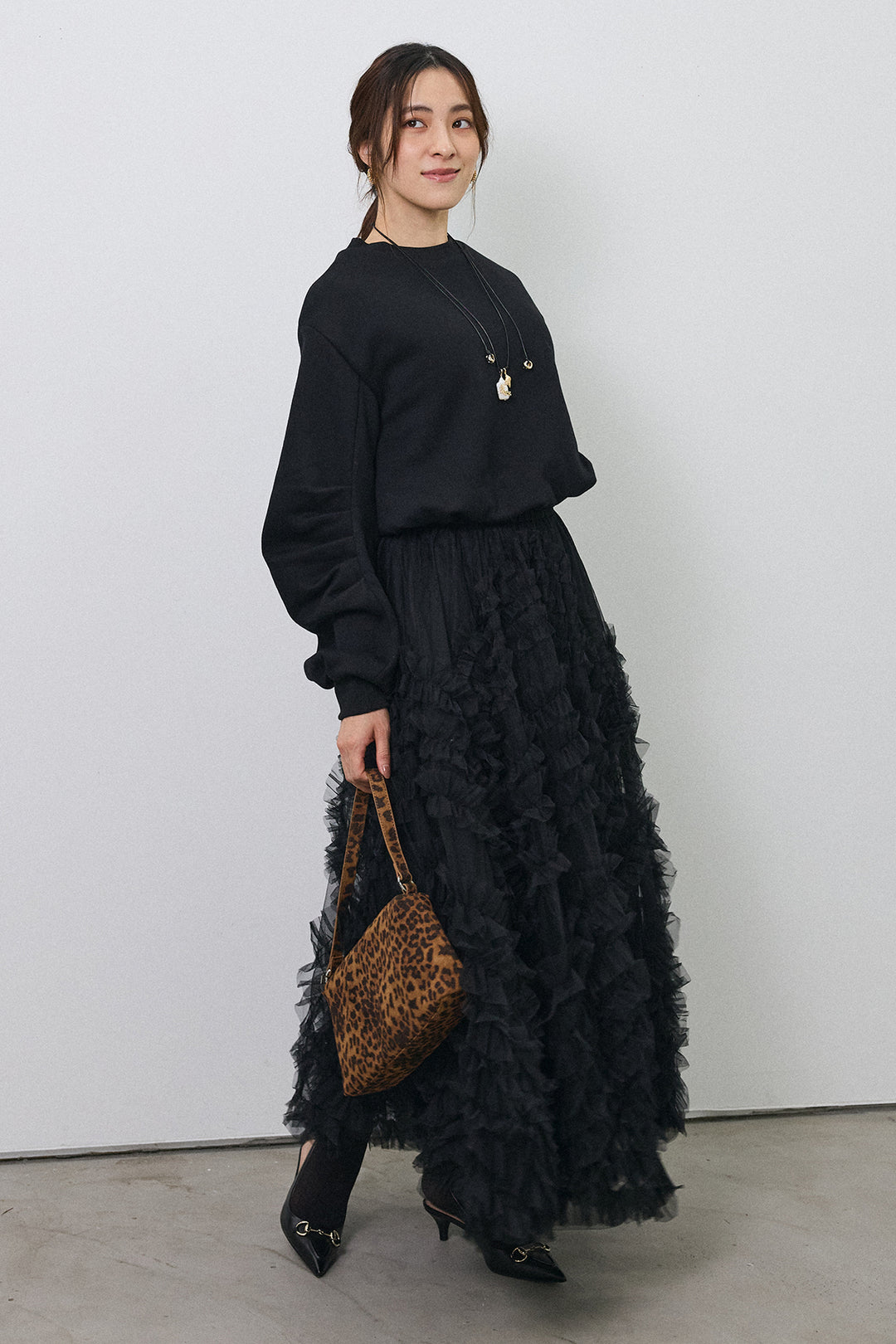 [予約/SET]裏起毛バルーンスリーブプルオーバー+スフレアシメチュールスカート(2set)