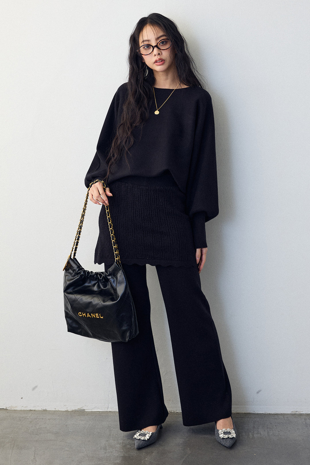 [予約]スカートレイヤードニットセットアップ