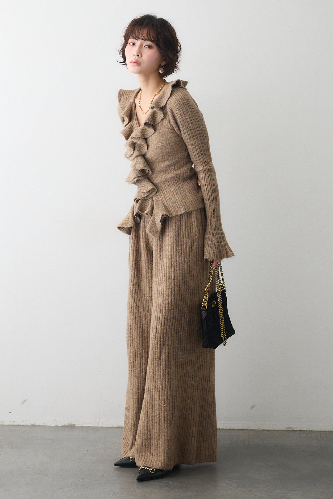 [予約]フロントフリル美ラインニットセットアップ