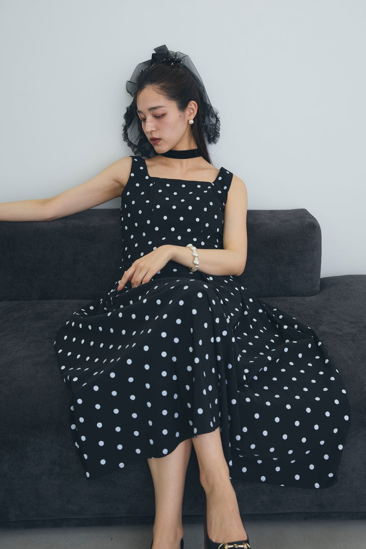 [予約]ドットレトロシルエットワンピース