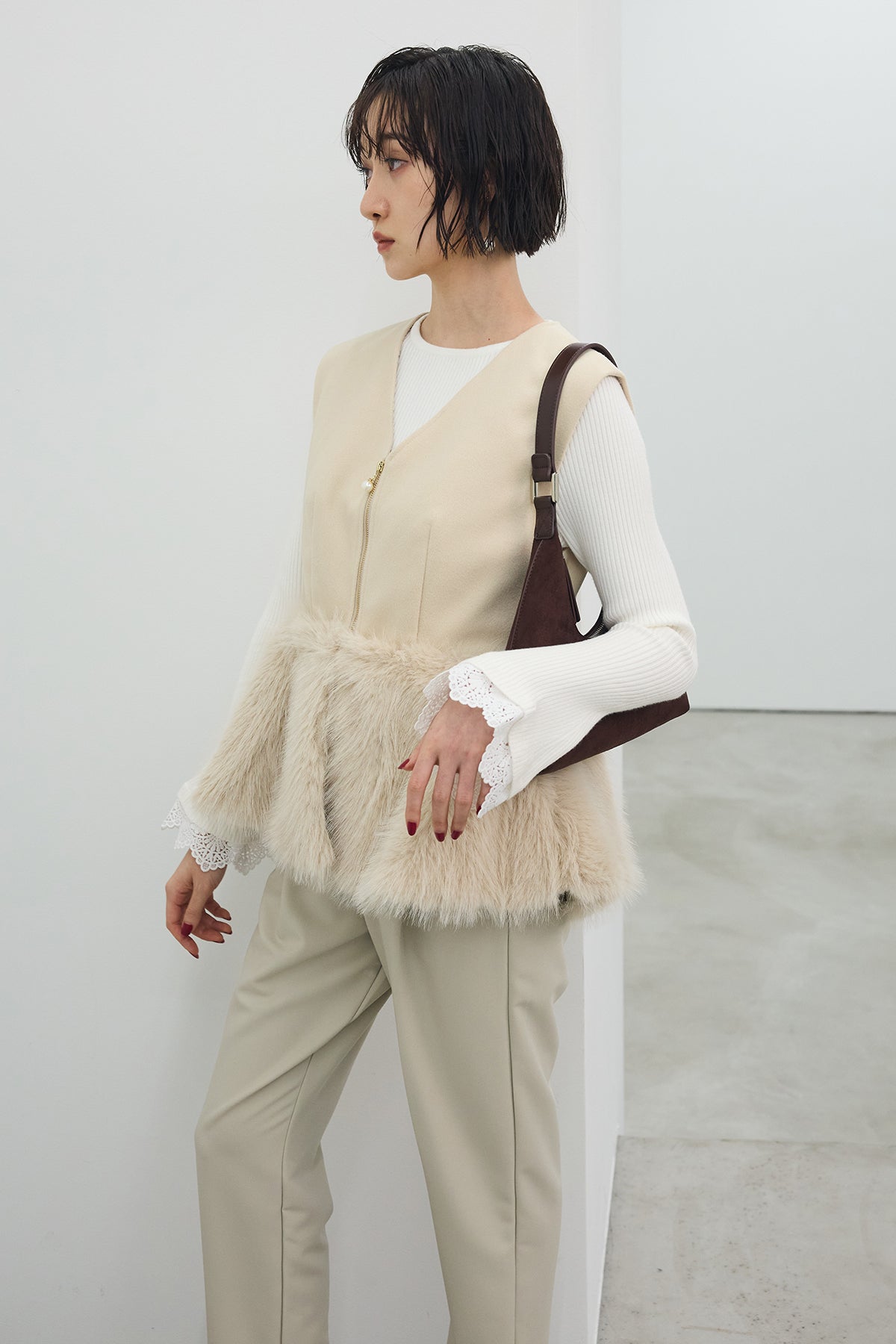 予約]フェイクファードッキングZIPベスト – Frene