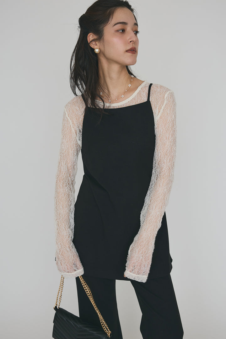 [予約]ストレッチ繊細レーストップス