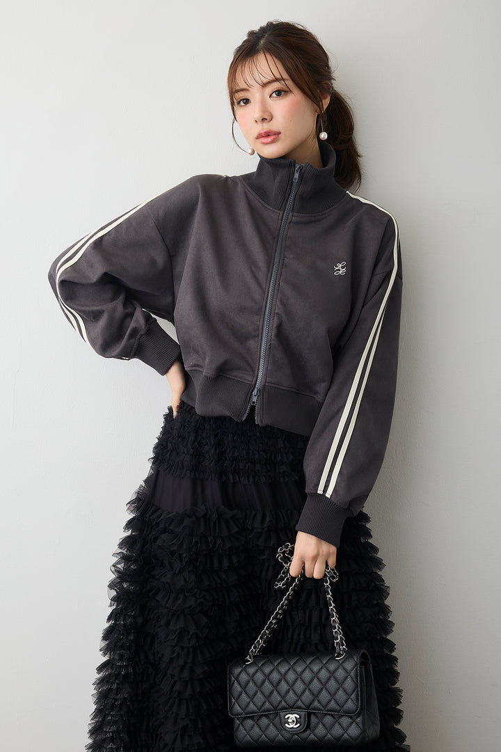 [予約/SET]スエードポンチトラックジャケット+ホイップチュールティアードスカート(2set)