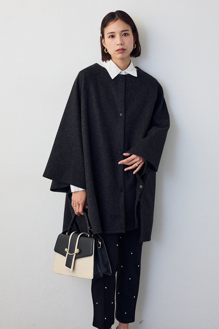 [予約/SET]ウールライクドルマンポンチョコート+センターシームランダムパールパンツ(2set)