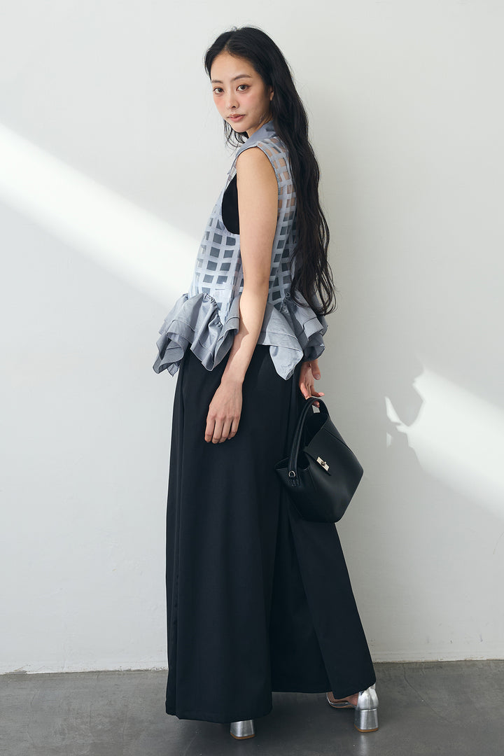 [予約]シアーチェックフリルヘムシャツ