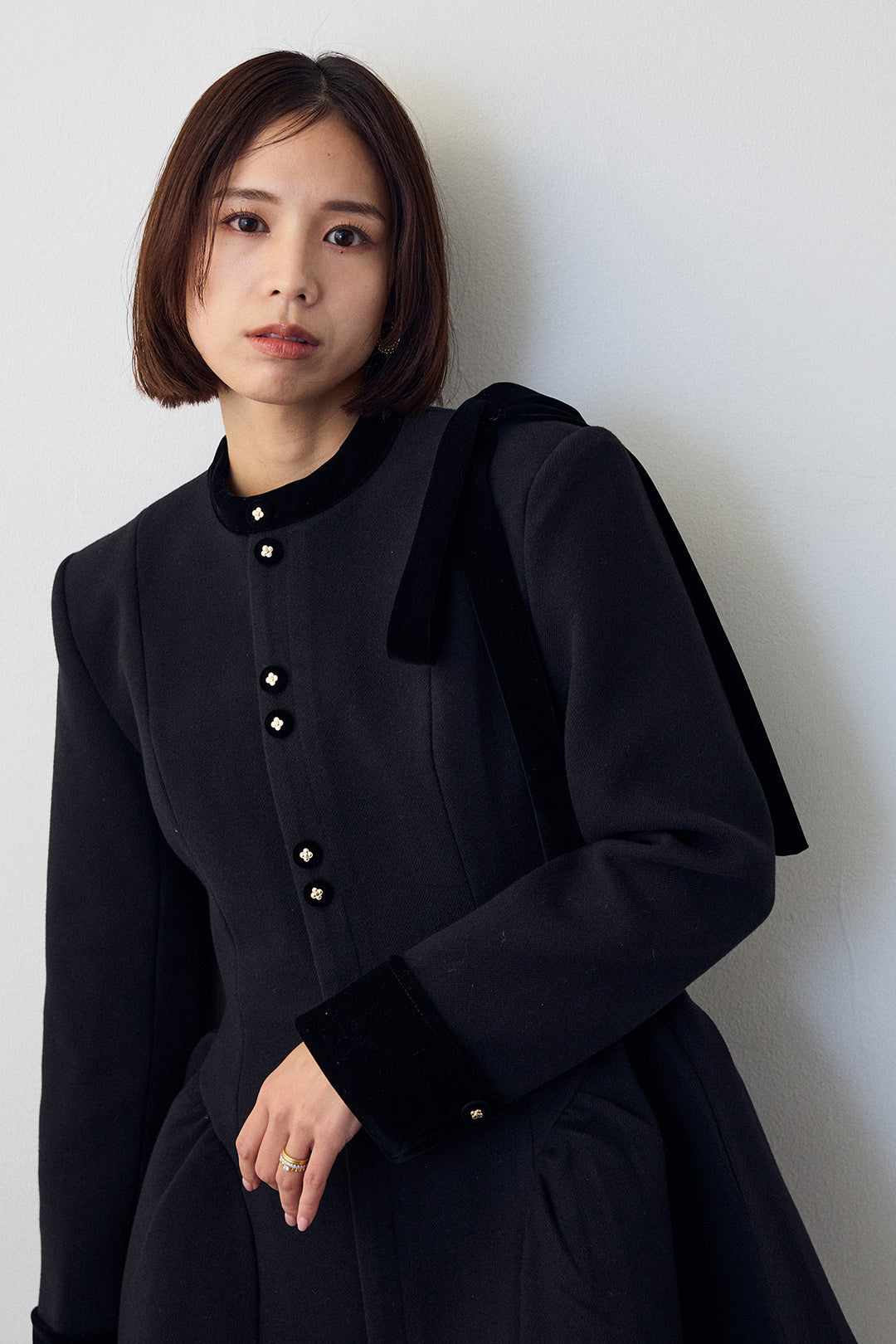 [予約/SET]クラシカルウエストシェイプフレアコート+タックテーパードパンツ(2set)