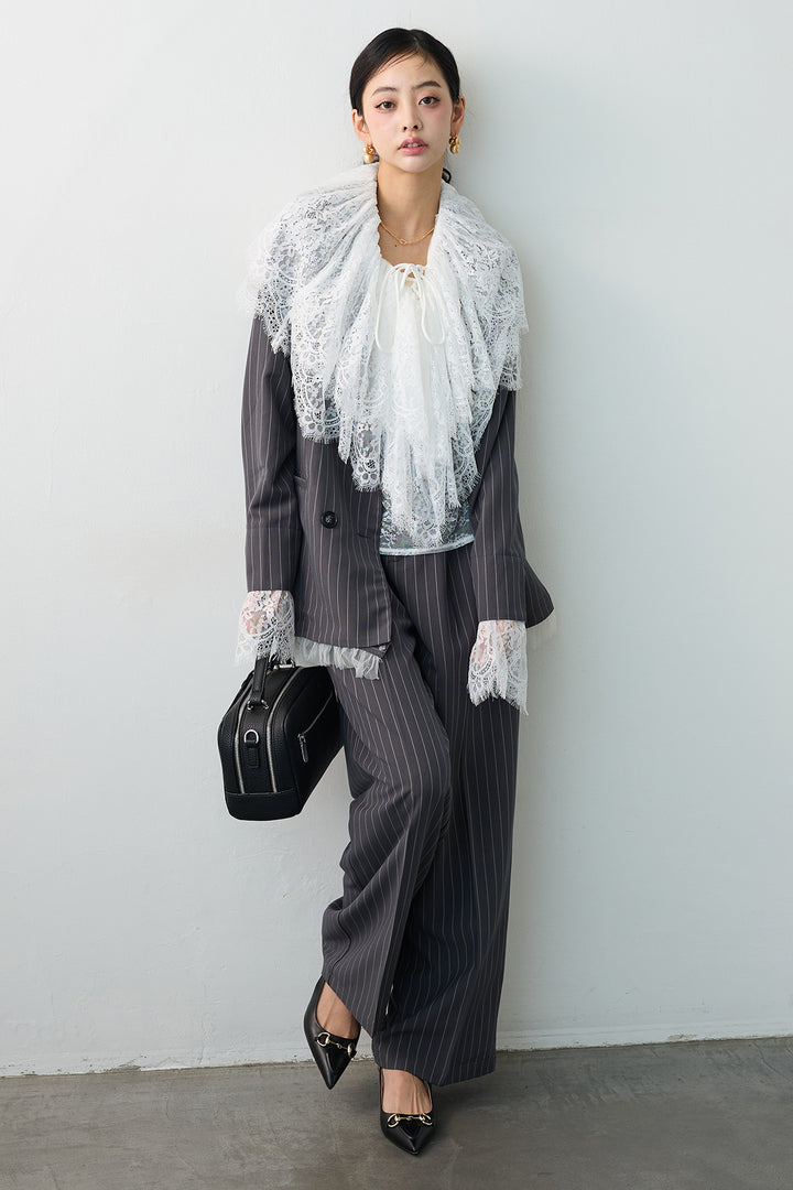 [予約]ハイウエストリボン付きストレートパンツ