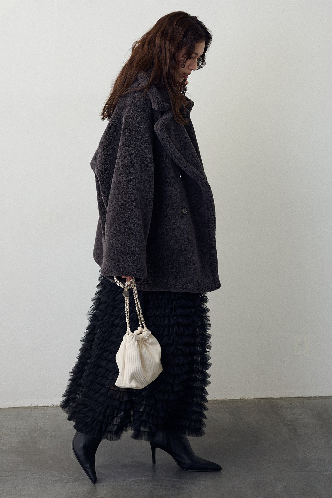 [予約/SET]テディボアミディ丈コート+ホイップチュールティアードスカート(2set)