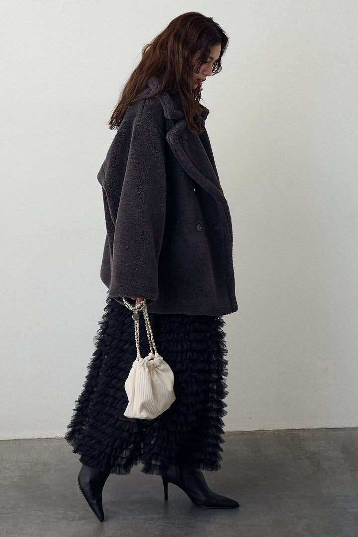 [予約/SET]テディボアミディ丈コート+ホイップチュールティアードスカート(2set)