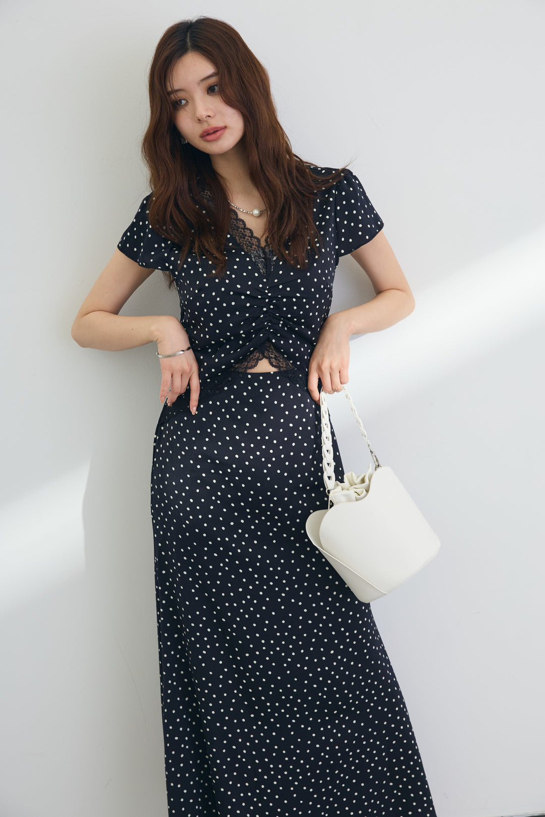 [予約]フロントカットドット美シルエットワンピ