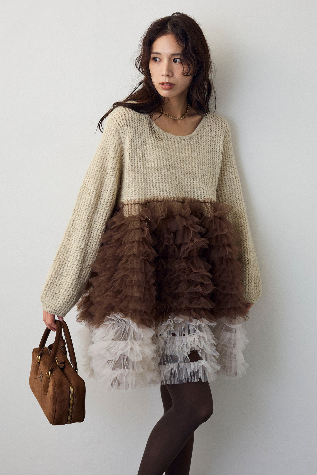 [予約]ホイップチュールドッキングニットワンピ