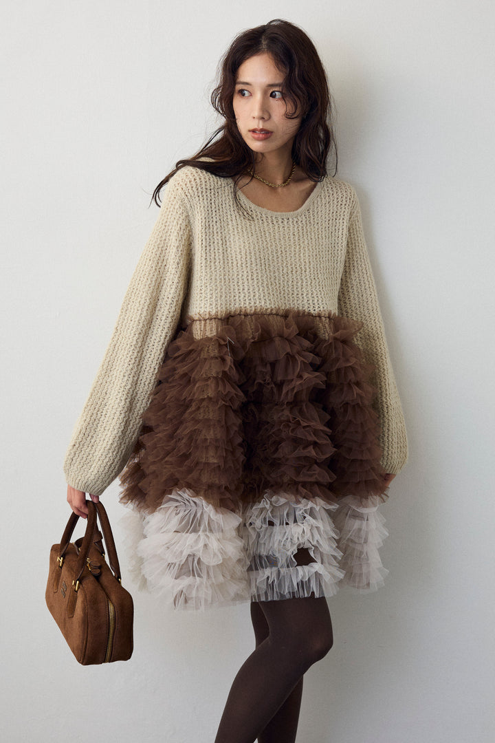 [予約]ホイップチュールドッキングニットワンピ