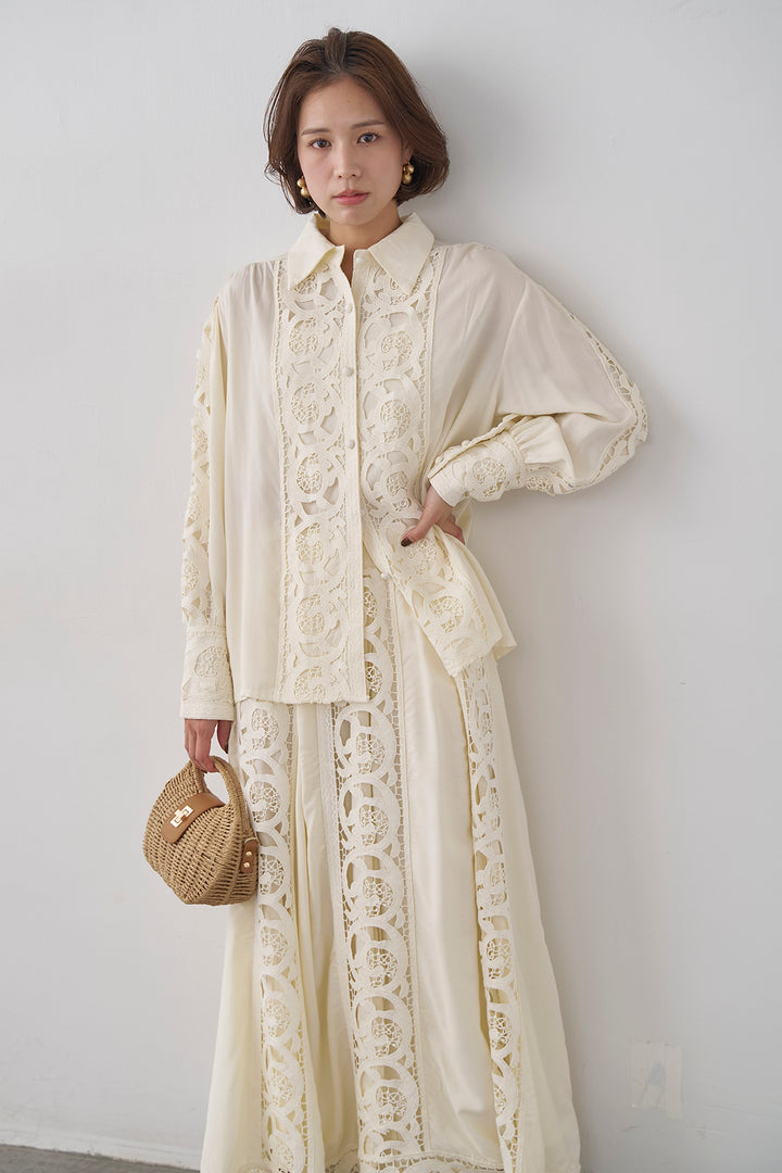 [予約]ヴィンテージライクレースシャツセットアップ