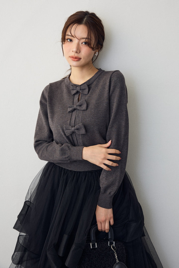 [予約]フロントリボンモチーフカーデ