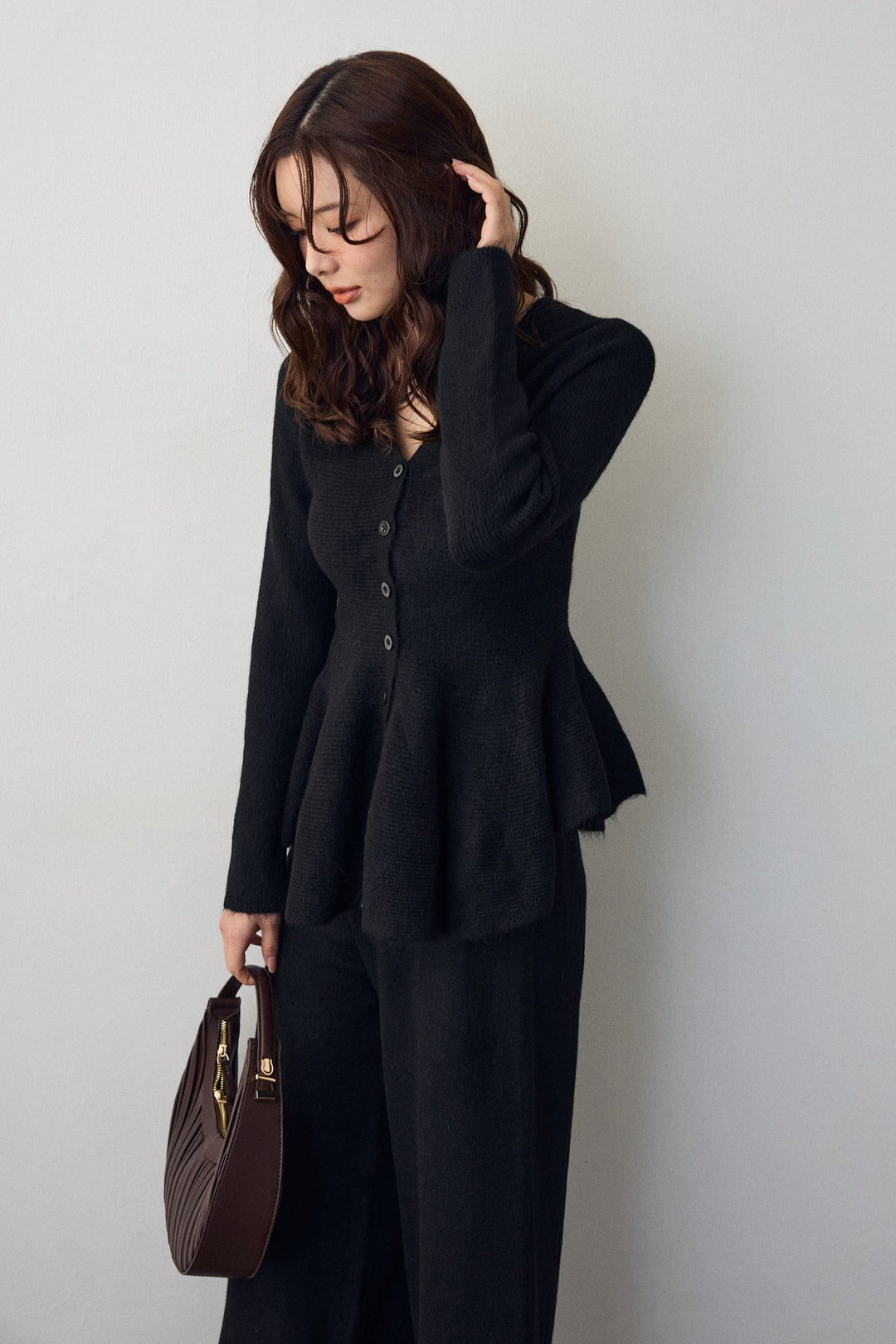 [予約]美ラインペプラムニットセットアップ