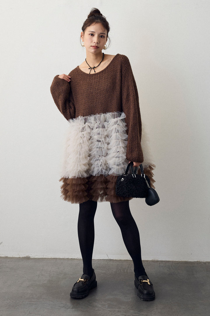 [予約]ホイップチュールドッキングニットワンピ